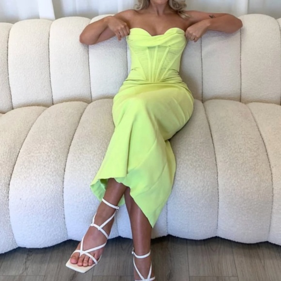 House of CB Dresses House Of Cb Lucila Corset Midi Dress In Neon